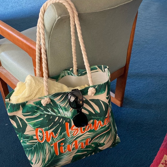 Tote Bag Ulta On Island Time Canvas Rope Handles Beach Cruise Vacation - Picture 3 of 9